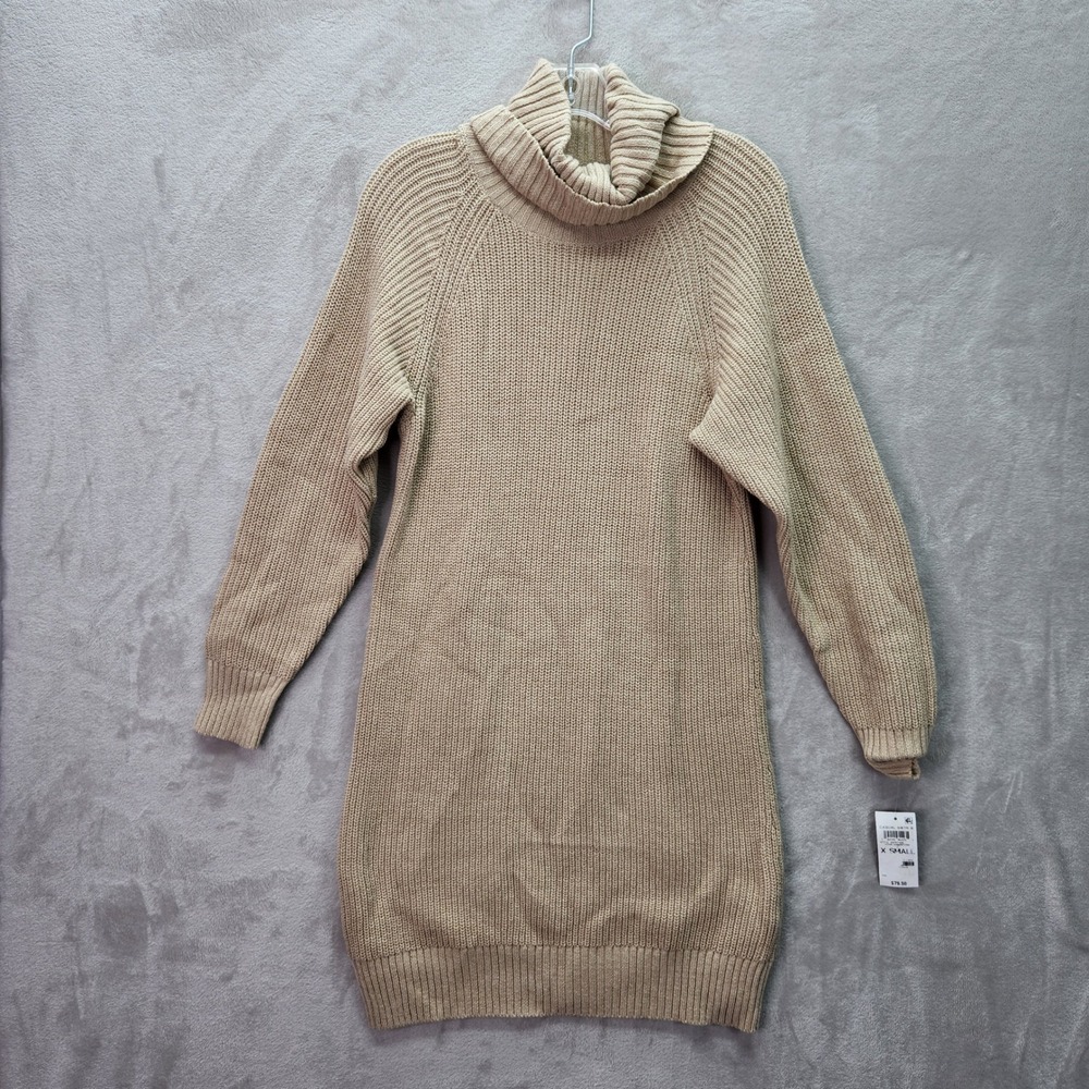 INC International Concepts Womens XS Casual Sweater Dress Turtleneck Sandstone